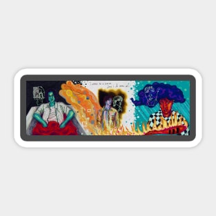 BTS Rapline triptych '23 surrealist painting Sticker